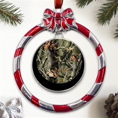 Realtree Camo Seamless Pattern Metal Red Ribbon Round Ornament by Cowasu