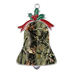 Realtree Camo Seamless Pattern Metal Holly Leaf Bell Ornament