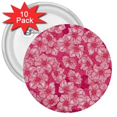 Cute Pink Sakura Flower Pattern 3  Buttons (10 Pack)  by Cowasu