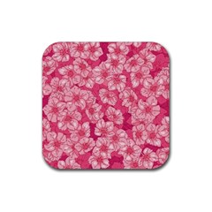 Cute Pink Sakura Flower Pattern Rubber Coaster (square) by Cowasu