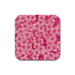 Cute Pink Sakura Flower Pattern Rubber Square Coaster (4 Pack) by Cowasu