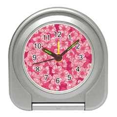 Cute Pink Sakura Flower Pattern Travel Alarm Clock by Cowasu