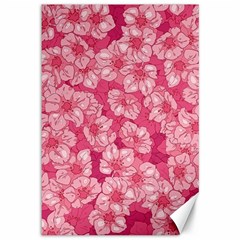 Cute Pink Sakura Flower Pattern Canvas 12  X 18  by Cowasu