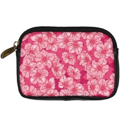 Cute Pink Sakura Flower Pattern Digital Camera Leather Case by Cowasu