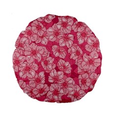 Cute Pink Sakura Flower Pattern Standard 15  Premium Round Cushions by Cowasu