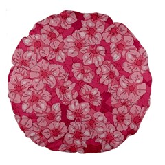 Cute Pink Sakura Flower Pattern Large 18  Premium Round Cushions by Cowasu