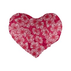 Cute Pink Sakura Flower Pattern Standard 16  Premium Heart Shape Cushions by Cowasu