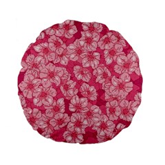 Cute Pink Sakura Flower Pattern Standard 15  Premium Flano Round Cushions by Cowasu