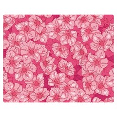 Cute Pink Sakura Flower Pattern Two Sides Premium Plush Fleece Blanket (medium) by Cowasu