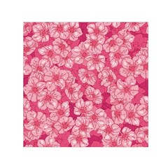 Cute Pink Sakura Flower Pattern Square Satin Scarf (30  X 30 ) by Cowasu