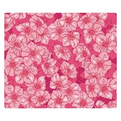 Cute Pink Sakura Flower Pattern Premium Plush Fleece Blanket (small) by Cowasu