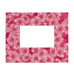 Cute Pink Sakura Flower Pattern White Tabletop Photo Frame 4 x6  by Cowasu