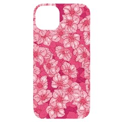 Cute Pink Sakura Flower Pattern Iphone 14 Plus Black Uv Print Case by Cowasu