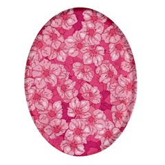 Cute Pink Sakura Flower Pattern Oval Glass Fridge Magnet (4 Pack)