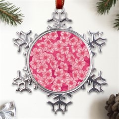 Cute Pink Sakura Flower Pattern Metal Large Snowflake Ornament by Cowasu