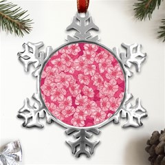 Cute Pink Sakura Flower Pattern Metal Small Snowflake Ornament