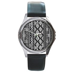 Tribal African Pattern Round Metal Watch by Cowasu