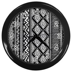 Tribal African Pattern Wall Clock (black) by Cowasu