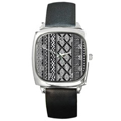 Tribal African Pattern Square Metal Watch by Cowasu