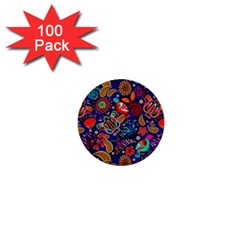 Pattern Colorful Bird Leaf Flower 1  Mini Buttons (100 Pack)  by Cowasu