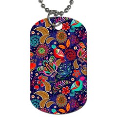 Pattern Colorful Bird Leaf Flower Dog Tag (two Sides) by Cowasu