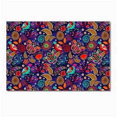 Pattern Colorful Bird Leaf Flower Postcards 5  X 7  (pkg Of 10) by Cowasu