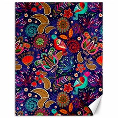 Pattern Colorful Bird Leaf Flower Canvas 12  X 16  by Cowasu