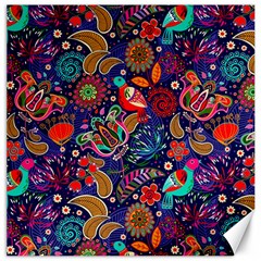 Pattern Colorful Bird Leaf Flower Canvas 20  X 20  by Cowasu