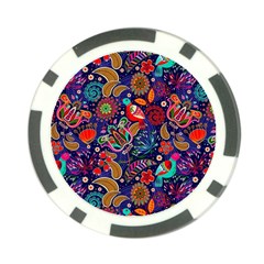 Pattern Colorful Bird Leaf Flower Poker Chip Card Guard by Cowasu