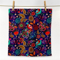 Pattern Colorful Bird Leaf Flower Face Towel by Cowasu