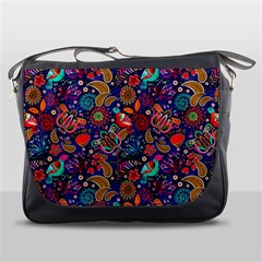 Pattern Colorful Bird Leaf Flower Messenger Bag by Cowasu