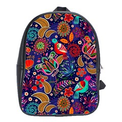 Pattern Colorful Bird Leaf Flower School Bag (xl) by Cowasu