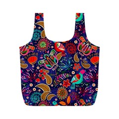 Pattern Colorful Bird Leaf Flower Full Print Recycle Bag (m) by Cowasu