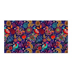 Pattern Colorful Bird Leaf Flower Satin Wrap 35  X 70  by Cowasu