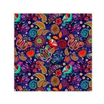 Pattern Colorful Bird Leaf Flower Square Satin Scarf (30  x 30 ) Front