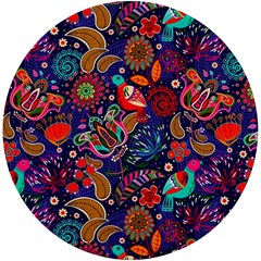 Pattern Colorful Bird Leaf Flower Uv Print Round Tile Coaster