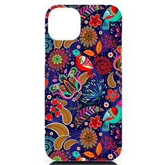 Pattern Colorful Bird Leaf Flower Iphone 14 Plus Black Uv Print Case