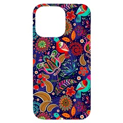 Pattern Colorful Bird Leaf Flower Iphone 14 Pro Max Black Uv Print Case by Cowasu