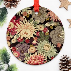 Japanese Flower Art Ornament (round) by Cowasu