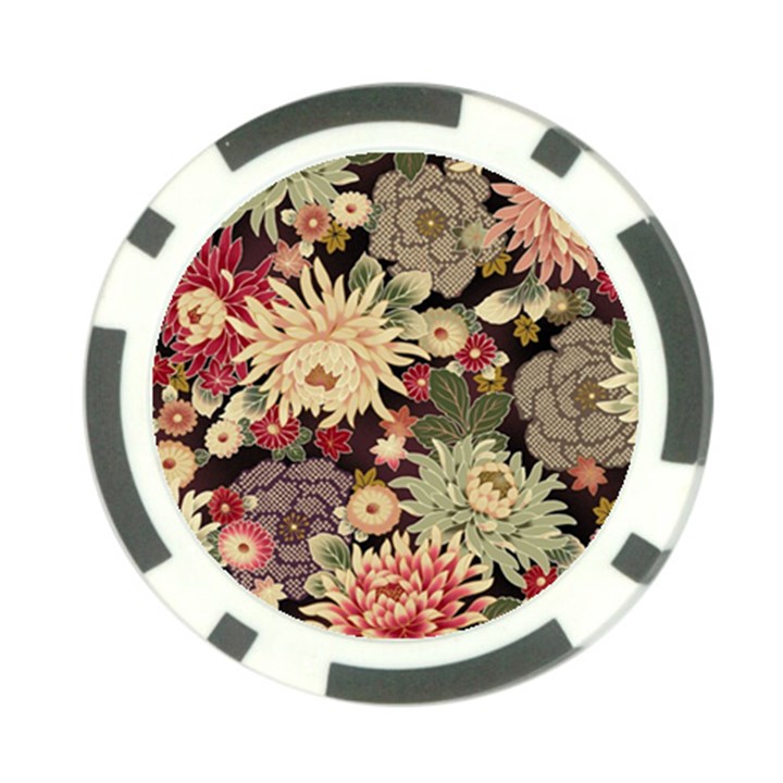 Japanese Flower Art Poker Chip Card Guard