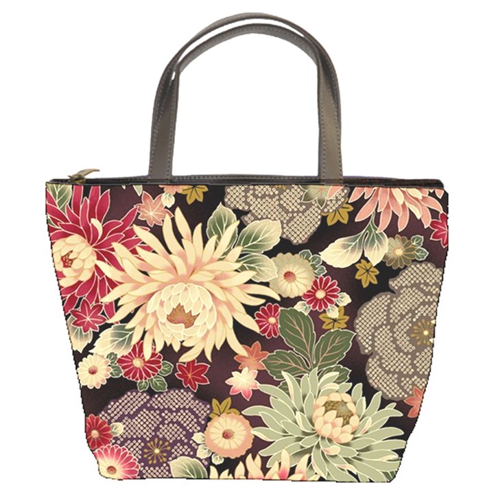 Japanese Flower Art Bucket Bag