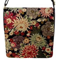 Japanese Flower Art Flap Closure Messenger Bag (s) by Cowasu