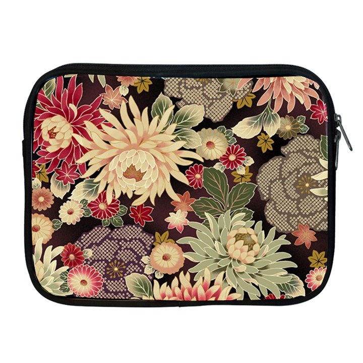 Japanese Flower Art Apple iPad 2/3/4 Zipper Cases