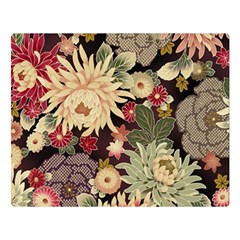 Japanese Flower Art Premium Plush Fleece Blanket (large) by Cowasu