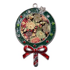 Japanese Flower Art Metal X mas Lollipop With Crystal Ornament