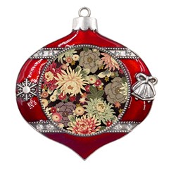 Japanese Flower Art Metal Snowflake And Bell Red Ornament