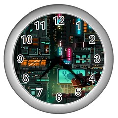 Video Game Pixel Art Wall Clock (silver) by Cowasu