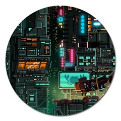 Video Game Pixel Art Magnet 5  (round) by Cowasu