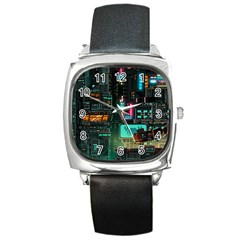 Video Game Pixel Art Square Metal Watch by Cowasu