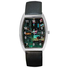 Video Game Pixel Art Barrel Style Metal Watch by Cowasu